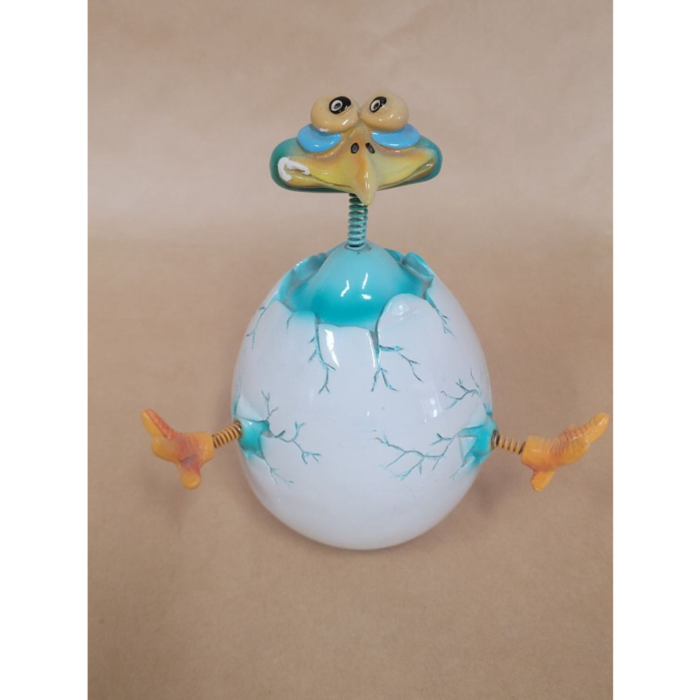 Exhart Blue & White Hatching Chicken Figurine
